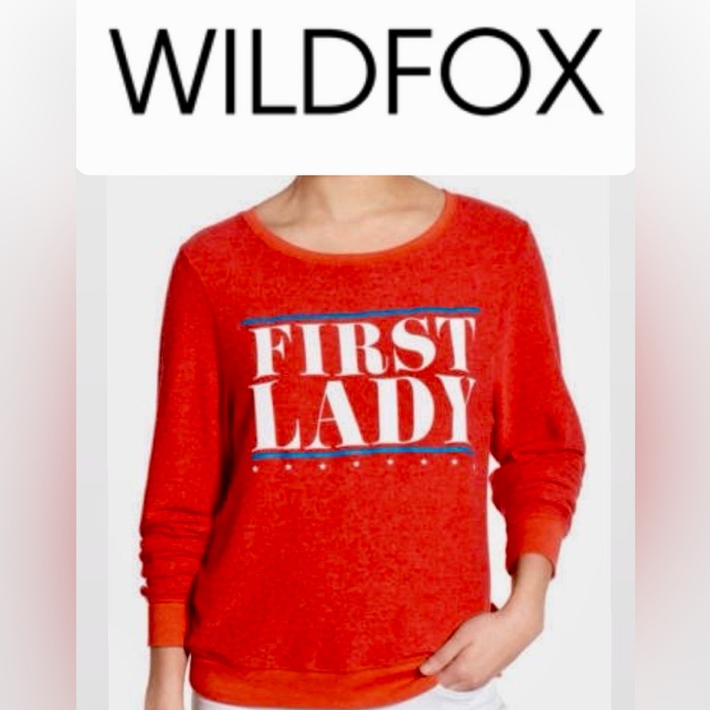 Wildfox Couture: 'First Lady' Sweatshirt Jumper Top USA Stars Large Vintage Wash